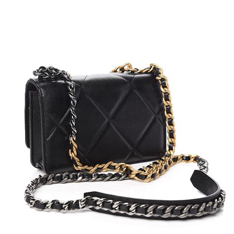 chanel 19 black wallet on chain